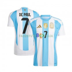 Camisola 1º Equipamento Seleção Argentina De Paul 7 Copa America 2024 Manga Curta ,Homem