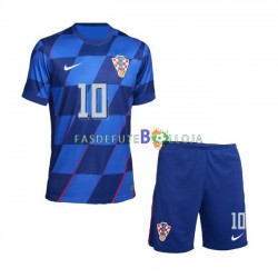 Camisola 2º Equipamento Seleção Croata Modrić 10 Euro 2024 Manga Curta ,Criança