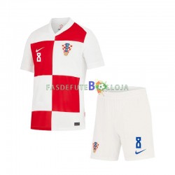 Camisola 1º Equipamento Seleção Croata Mateo Kovacic 8 Euro 2024 Manga Curta ,Criança