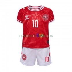 Camisola 1º Equipamento Seleção Dinamarquesa Eriksen 10 Euro 2024 Manga Curta ,Criança