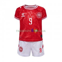 Camisola 1º Equipamento Seleção Dinamarquesa Hojlund 9 Euro 2024 Manga Curta ,Criança