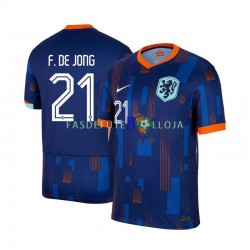 Camisola 2º Equipamento Seleção Neerlandesa Frenkie de Jong 21 Euro 2024 Manga Curta ,Homem