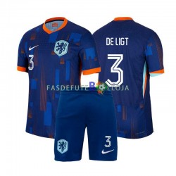 Camisola 2º Equipamento Seleção Neerlandesa Matthijs de Ligt 3 Euro 2024 Manga Curta ,Criança