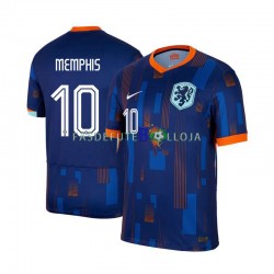 Camisola 2º Equipamento Seleção Neerlandesa Memphis Depay 10 Euro 2024 Manga Curta ,Homem
