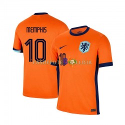 Camisola 1º Equipamento Seleção Neerlandesa Memphis Depay 10 Euro 2024 Manga Curta ,Homem