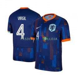 Camisola 2º Equipamento Seleção Neerlandesa Virgil van Dijk 4 Euro 2024 Manga Curta ,Homem