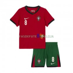 Camisola 1º Equipamento Seleção Portuguesa Bruno Fernandes 8 Euro 2024 Manga Curta ,Criança