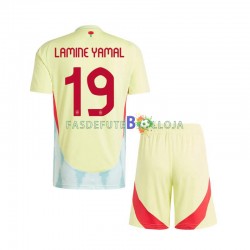 Camisola 2º Equipamento Seleção Espanhola Lamine Yamal 19 Euro 2024 Manga Curta ,Criança
