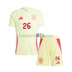 Camisola 2º Equipamento Seleção Espanhola Pedri 26 Euro 2024 Manga Curta ,Criança