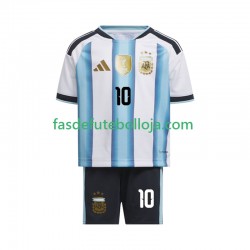 Camisola 1º Equipamento Seleção Argentina Lionel Messi 10 World Cup 2026 Manga Curta ,Criança