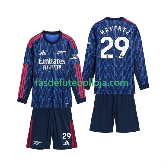 Camisola 2º Equipamento Arsenal Havertz 29 2025-2026 Manga Comprida ,Criança