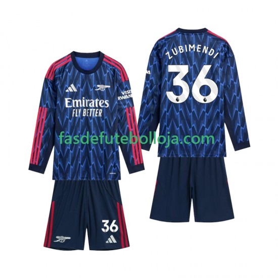 Camisola 2º Equipamento Arsenal Zubimendi 36 2025-2026 Manga Comprida ,Criança