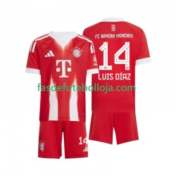 Camisola 1º Equipamento Bayern de Munique Luis Diaz 14 2025-2026 Manga Curta ,Criança