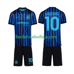Camisola 1º Equipamento Inter de Milão Lautaro Martinez 10 2025-2026 Manga Curta ,Criança