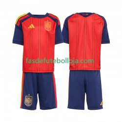 Camisola 1º Equipamento Seleção Espanhola World Cup 2026 Manga Curta ,Criança