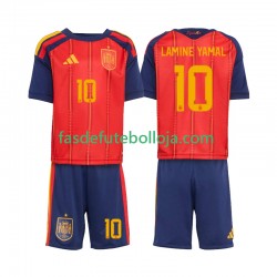 Camisola 1º Equipamento Seleção Espanhola Lamine Yamal 10 World Cup 2026 Manga Curta ,Criança