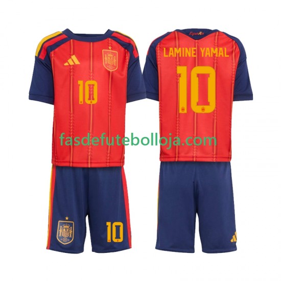 Camisola 1º Equipamento Seleção Espanhola Lamine Yamal 10 World Cup 2026 Manga Curta ,Criança