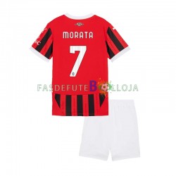 Camisola 1º Equipamento AC Milan Alvaro Morata 7 2024-2025 Manga Curta ,Criança