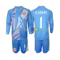 Camisola Guarda-redes 1º Equipamento Seleção Costarriquenha Azul Keylor Navas 1 2024 Manga Comprida ,Criança
