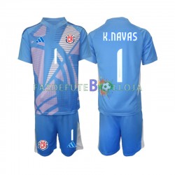 Camisola Guarda-redes 1º Equipamento Seleção Costarriquenha Azul Keylor Navas 1 2024 Manga Curta ,Criança