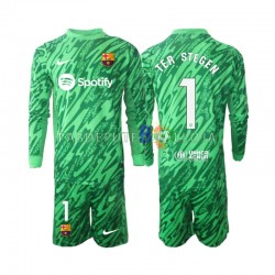 Camisola Guarda-redes 1º Equipamento FC Barcelona Verde Ter Stegen 1 2024-2025 Manga Comprida ,Criança