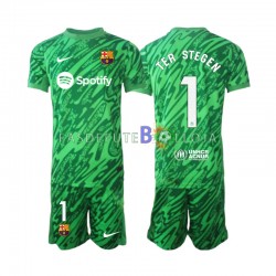 Camisola Guarda-redes 1º Equipamento FC Barcelona Verde Ter Stegen 1 2024-2025 Manga Curta ,Criança