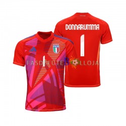 Camisola Guarda-redes 3º Equipamento Seleção Italiana Vermelho Gianluigi Donnarumma 1 Euro 2024 Manga Curta ,Homem