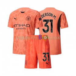 Camisola Guarda-redes 2º Equipamento Manchester City Ederson Moraes 31 2024-2025 Manga Curta ,Criança