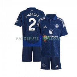 Camisola 2º Equipamento Manchester United Vermelho Victor Lindelof 2 2024-2025 Manga Curta ,Criança