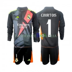 Camisola Guarda-redes 2º Equipamento Real Madrid Preto Thibaut Courtois 1 2024-2025 Manga Comprida ,Criança