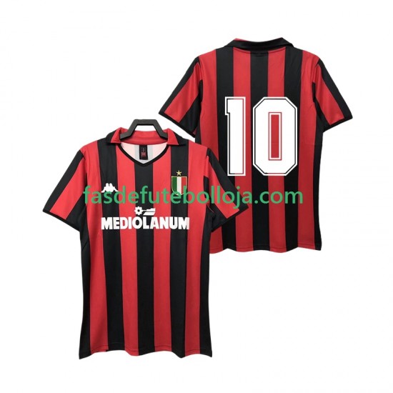 Camisola 1º Equipamento AC Milan 10 1988 1989 Manga Curta Retro ,Homem
