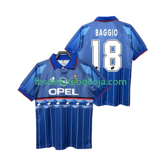 Camisola 2º Equipamento AC Milan BAGGIO 18 1995 1996 Manga Curta Retro ,Homem