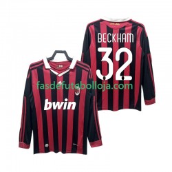 Camisola 1º Equipamento AC Milan BECKHAM 32 2009 2010 Manga Comprida Retro ,Homem