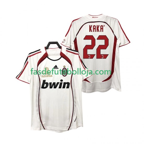 Camisola 2º Equipamento AC Milan KAKA 22 2007 2006 Manga Curta Retro ,Homem