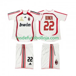 Camisola 2º Equipamento AC Milan KAKA 22 2007 2006 Manga Curta Retro ,Criança