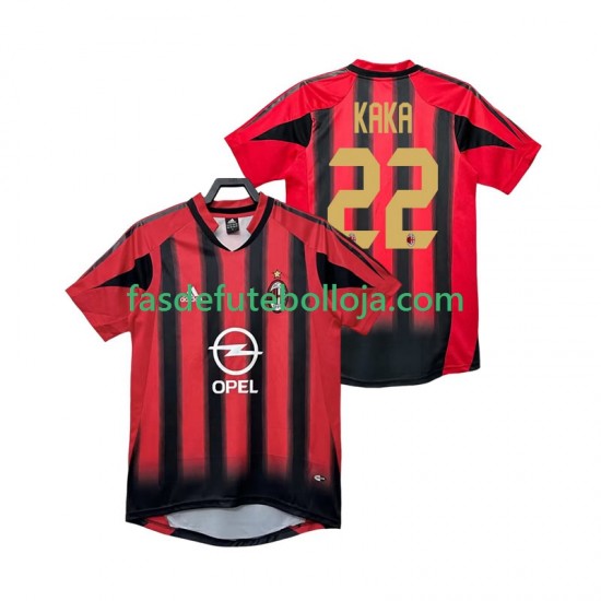 Camisola 1º Equipamento AC Milan KAKA 22 2005 2004 Manga Curta Retro ,Homem