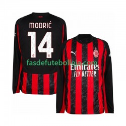 Camisola 1º Equipamento AC Milan Modrić Luca 14 2025-2026 Manga Comprida ,Homem