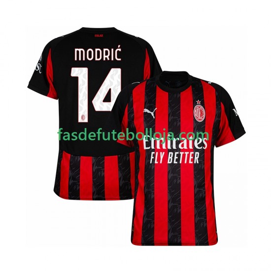 Camisola 1º Equipamento AC Milan Modrić Luca 14 2025-2026 Manga Curta ,Homem