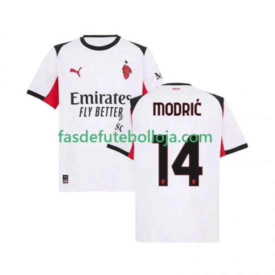 Camisola 2º Equipamento AC Milan Modrić Luka 14 2025-2026 Manga Curta ,Homem