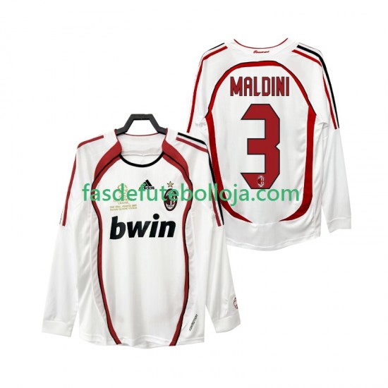 Camisola 2º Equipamento AC Milan MALDINI 3 2007 2006 Manga Comprida Retro ,Homem