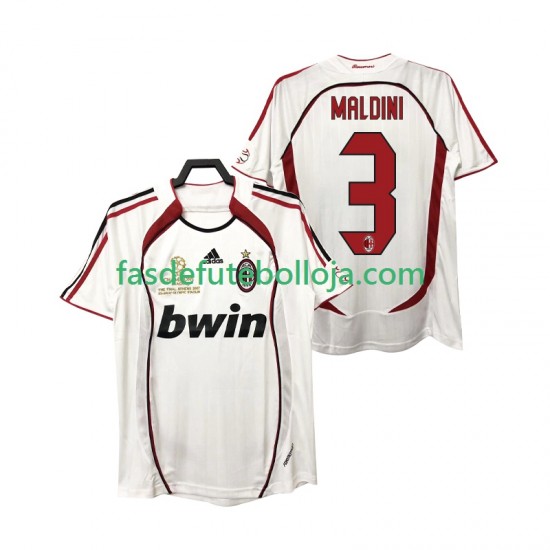 Camisola 2º Equipamento AC Milan MALDINI 3 2007 2006 Manga Curta Retro ,Homem