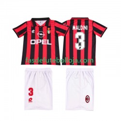 Camisola 1º Equipamento AC Milan MALDINI 3 1996 1997 Manga Curta Retro ,Criança