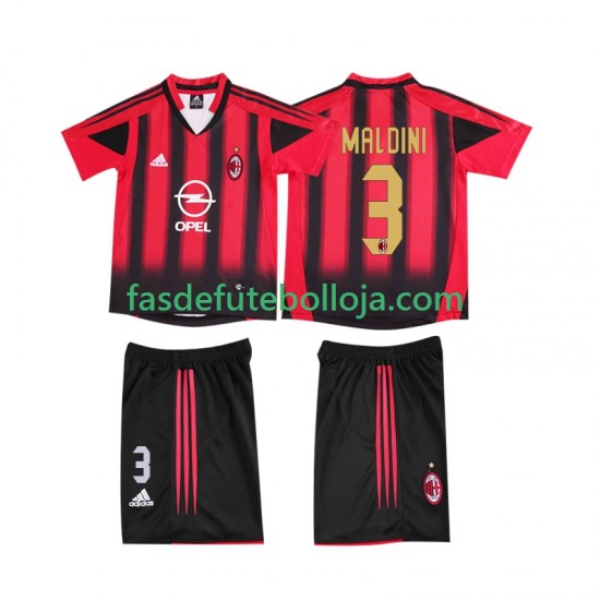 Camisola 1º Equipamento AC Milan MALDINI 3 2005 2004 Manga Curta Retro ,Criança