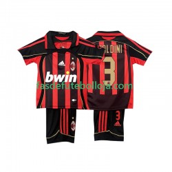 Camisola 1º Equipamento AC Milan MALDINI 3 2007 2006 Manga Curta Retro ,Criança