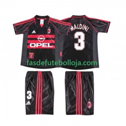 Camisola 3º Equipamento AC Milan MALDINI 3 1998 1999 Manga Curta Retro ,Criança