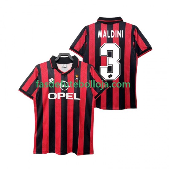 Camisola 1º Equipamento AC Milan MALDINI 3 1995 1996 Manga Curta Retro ,Homem