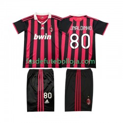 Camisola 1º Equipamento AC Milan RONALDINHO 80 2009 2010 Manga Curta Retro ,Criança