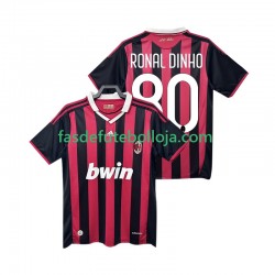 Camisola 1º Equipamento AC Milan RONALDINHO 80 2009 2010 Manga Curta Retro ,Homem
