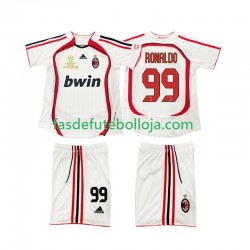 Camisola 2º Equipamento AC Milan RONALDO 9 2007 2006 Manga Curta Retro ,Criança
