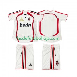 Camisola 2º Equipamento AC Milan 2007 2006 Manga Curta Retro ,Criança